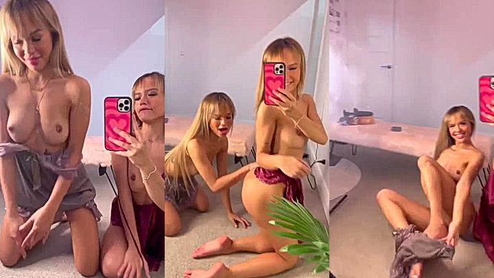 sexy blonde twins make out