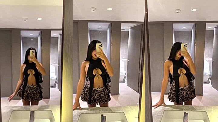 Huge Fake tits Thai slut teasing in front of mirror Praewasian onlyfans leak