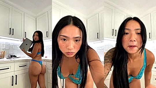 Cattiiieeen in blue lingerie talks to fans