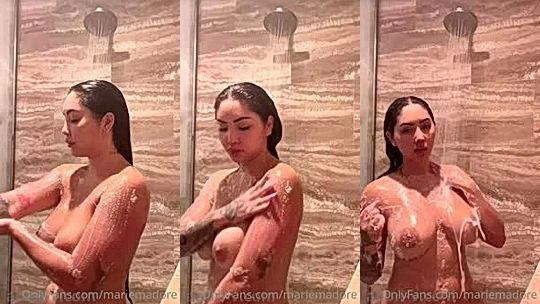 Huge Tits Asian Slut Marie Madore showering leak
