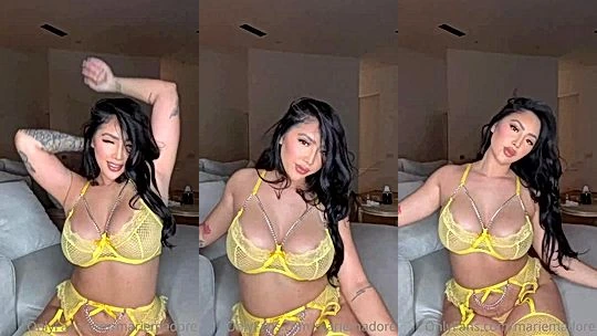 Marie Madore yellow big tits lingerie onlyfans video