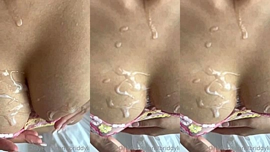 Briddy Li gets cum on her tits