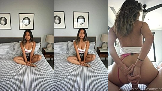 horny slut Isla Summer fucking in her pink thongs