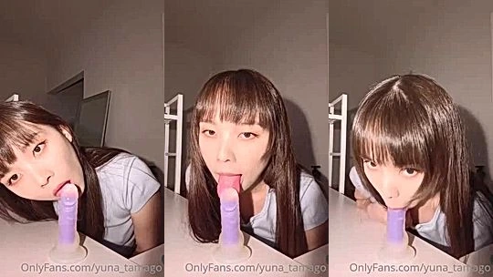 Yuna Tamago handless blowjob for a dildo