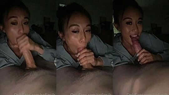 horny slut Sofia Silk sucking her boyfriends cock before bed