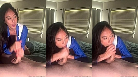 sexy asian Sofia Silk jerk sucking her boyfriends big cock