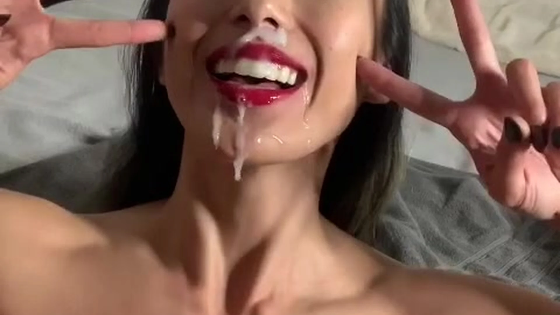 asian babe Sofia Silk getting hot cum all over her pretty face
