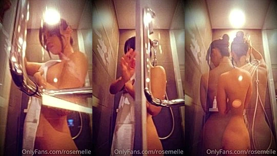 Rose Melle teasing her wet naked body in the shower