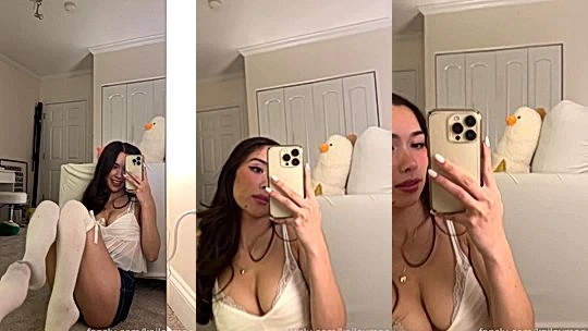 beautiful slut Kailey Mae teasing her perky tits in underwear